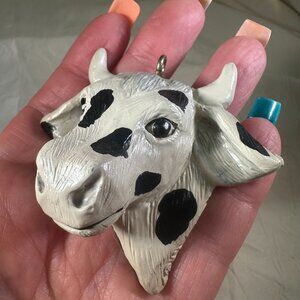 Hand-Crafted Cow Head Pendant Ornament 94 T.R. Resin?
